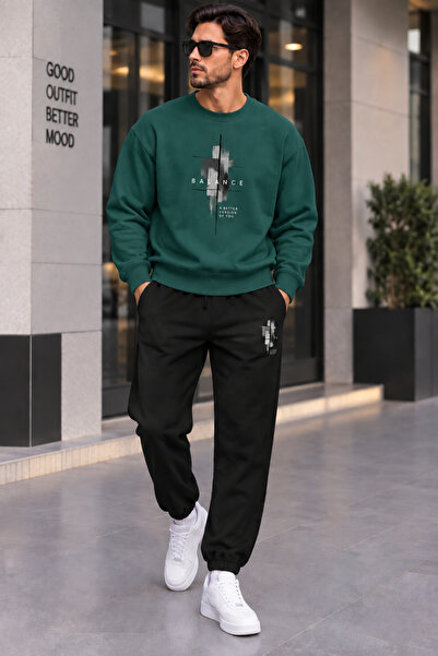 x-compass life Unisex Oversize Σετ Φούτερ και Παντελόνι Αθλητικής Φόρμας Καθη...