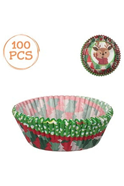 OEM Paper Cupcake Baking Molds Deer Gift Fir Tree 10.5cm - 100pcs