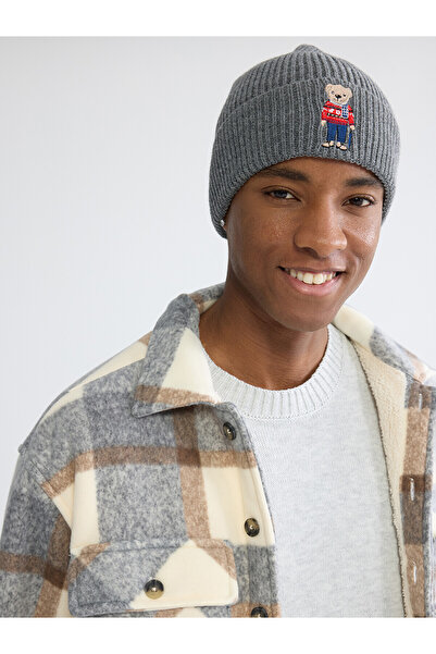 LC Waikiki Nevavm Farkıyla Lcw Accessories Gray Knitwear Embroidered Men's Be...