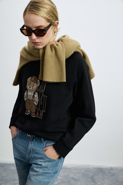 Lufian 122030034 Dıamond Kadın Örme Kadın Sweatshirt SİYAH