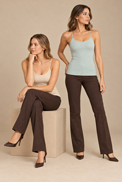 QKK Women's Cotton Thin Strap Ribbed Undershirt 2-Pack