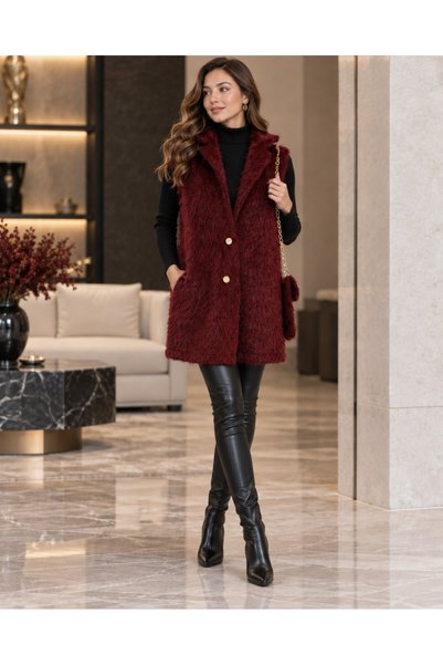 BVOİCE SELECTİONS Çanta Aksesuarlı Maxmara Kumaş Yelek-Bordo