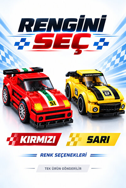 İlknurtoys 200 Parça 2’si 1 Arada Lego Uyumlu Yarış Arabası Yapım Seti Geri Çek Bırak 6+ Yaş – Kırmızı