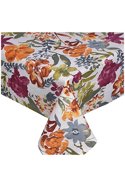 OEM Beige Textile Kitchen Tablecloth with Colorful Flowers 180x140cm