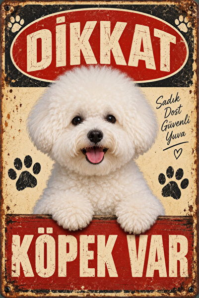 Lucena Bichon Frise Caution Dog Present Retro Metal Wall Sign 30X40 cm
