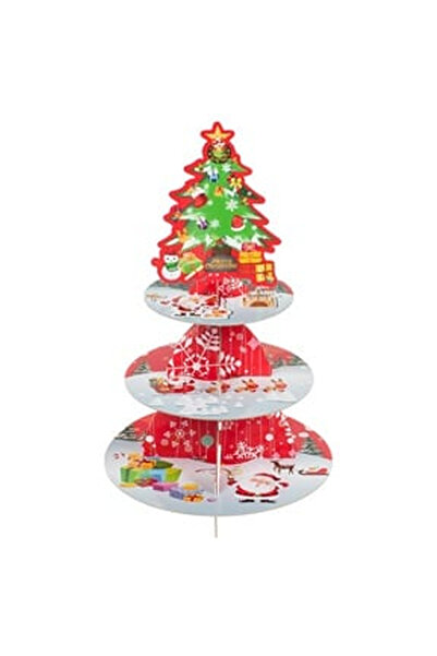 OEM 3 Tier Cardboard Christmas Tree Cake Stand 38cm