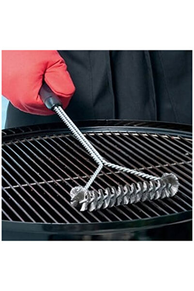 OEM Τριγωνική βούρτσα καθαρισμού ψησταριάς BBQ από ανοξείδωτο ατσάλι 30cm