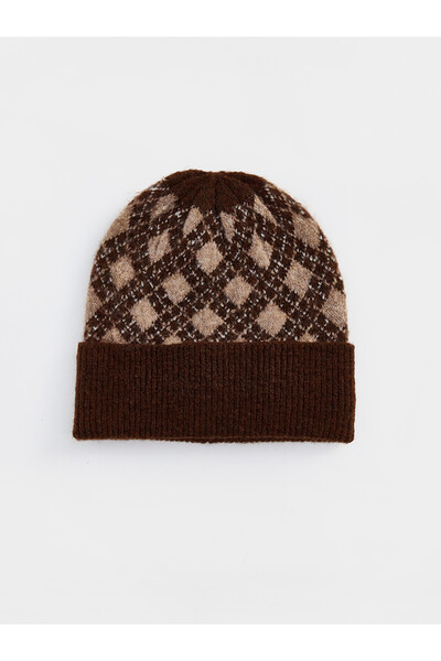 LC Waikiki Nevavm Farkıyla Lcw Accessories Brown Knitwear Diamond Patterned W...