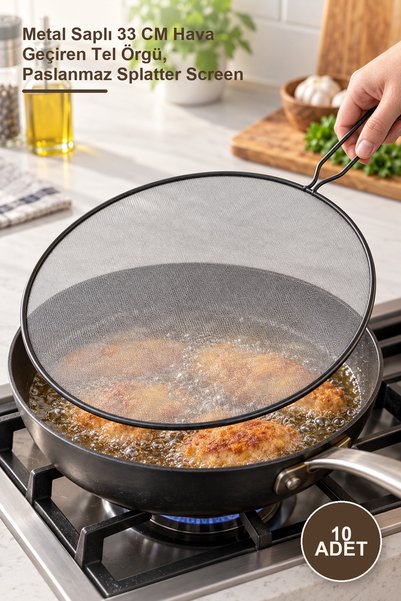 Yenilig 10 Pieces of Wire Oil-Splash Proof Pan Cover – 33 cm Air-Permeable Wi...