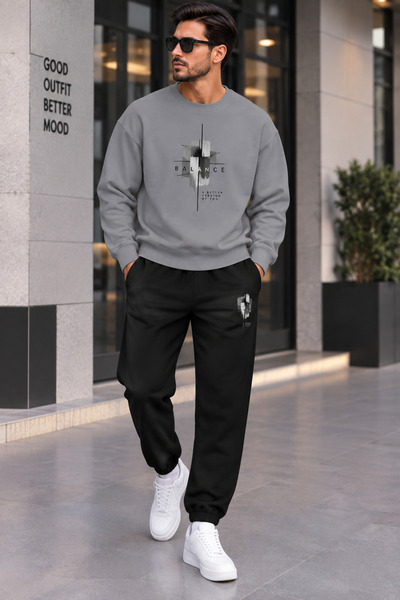 x-compass life Unisex Oversize Σετ Φούτερ και Παντελόνι Αθλητικής Φόρμας Καθη...