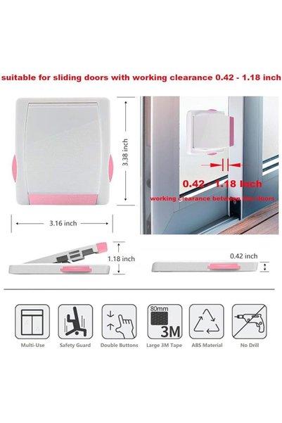 KASTWAVE Sliding Glass Door Child Lock, 4 Pack Baby Safety Slide Window Locks for Kids Proof Patio C