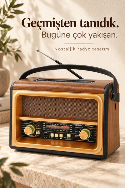 Dexxony Büyük Boy Salon Radyo - Güneş Panelli Şarjlı Pilli Elektrikli Kumanda...