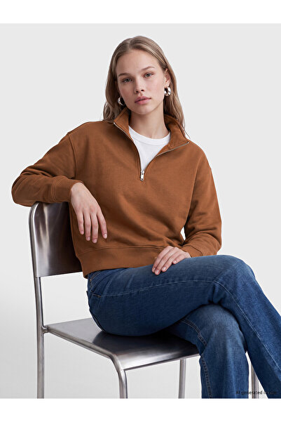 LC Waikiki Alita City Lcw Vision Brown High Neck Women's Sweatshirt with a Di...