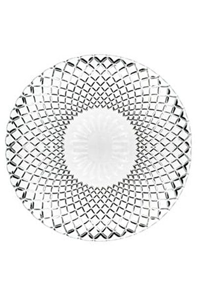 OEM Round Transparent Glass Serving Platter with Diamond Flower Pattern Ø31.5...