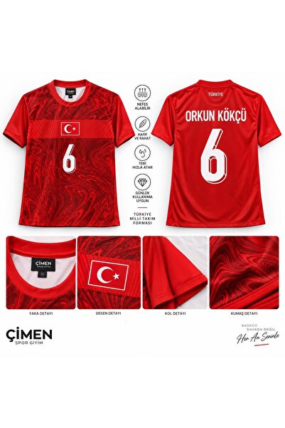 Çimen Spor Giyim Türk Bayraklı Ay Yıldızlı Orkun Yazılı Futbol Mikro T-shirt