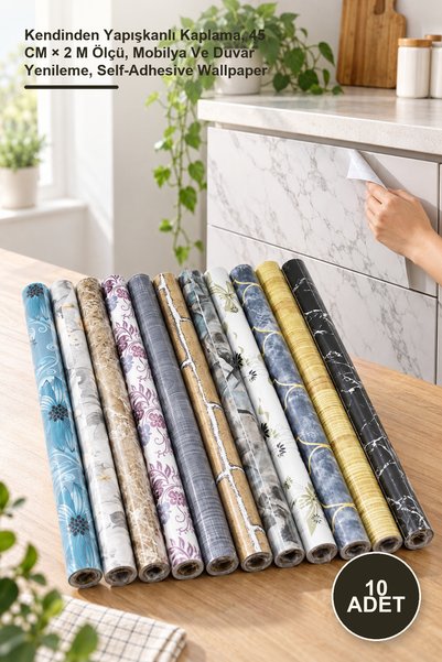 Yenilig 10 Pieces of Patterned Foil Wallpaper – Self-Adhesive Coating, 45 cm ...