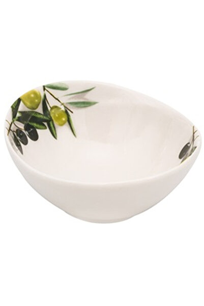 OEM Oval White Porcelain Bowl with Olive Pattern 120ml