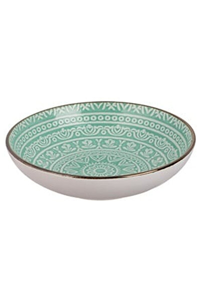 OEM Mint Green Ceramic Bowl with Aztec Embossed Pattern 800ml