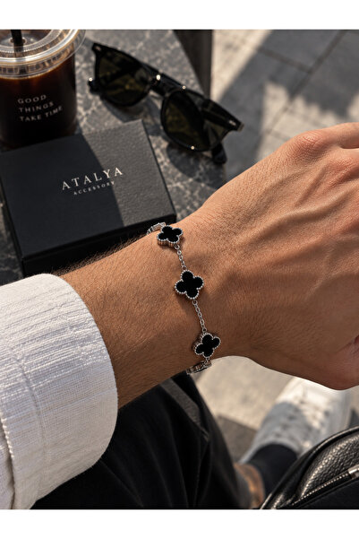 ATALYA ACCESSORY Yonca Model Çelik Erkek Bileklik -Kararmaz - Çift Taraflı - ...