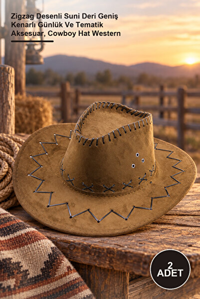 Yenilig 2 Καπέλα Μοντέλο Cowboy - Καπέλο Cowboy Western με ζιγκ-ζαγκ σχέδιο α...