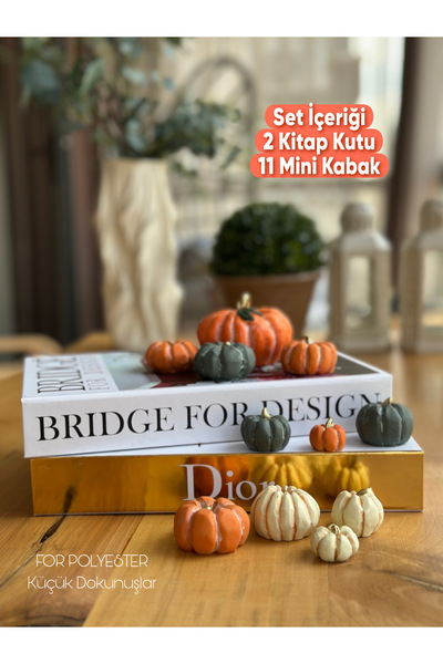 FOR POLYESTER Küçük Dokunuşlar Bez Kitap Kutu+Kabak seti Kitaplık/ Sehpa Üstü...