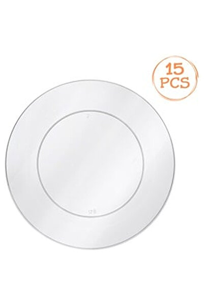 OEM Set of Reusable Transparent Plastic Dinner Plates 26cm - 15pcs