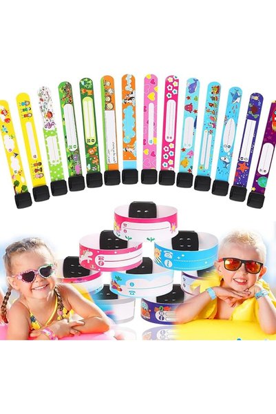 SYOSI Wristbands for Events, 24 Pcs Children Safety ID Wristband Reusable Chi...
