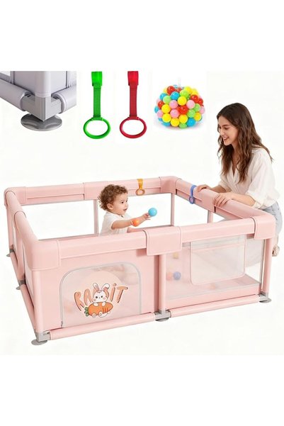 Vinnatsu Large Baby Playpen with 60 Balls and 2 Safety Pull Rings, Baby Play ...