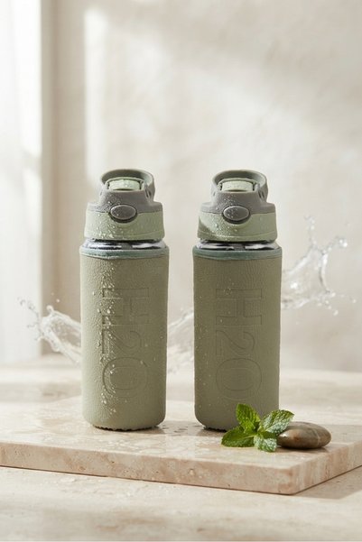 Tohana H2O Sağlıklı Pipetli, Deri Kılıflı Sporcu Suluğu Cam Matara 500 Ml Su ...