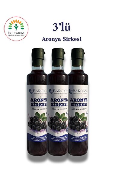 Aronya Sirkesi 3 Adet %100 Aronya ve Doğal Fermentasyon 500 ml (içeriğinde Aronya'dan başka bir şey yok)