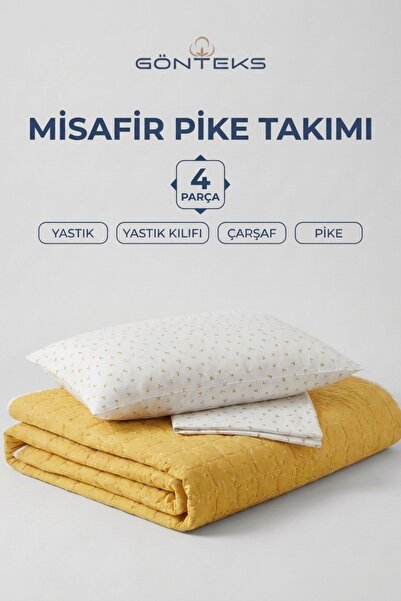 GÖNTEKS Surprise Pillow & Quilted Guest Pique Set for Single Person