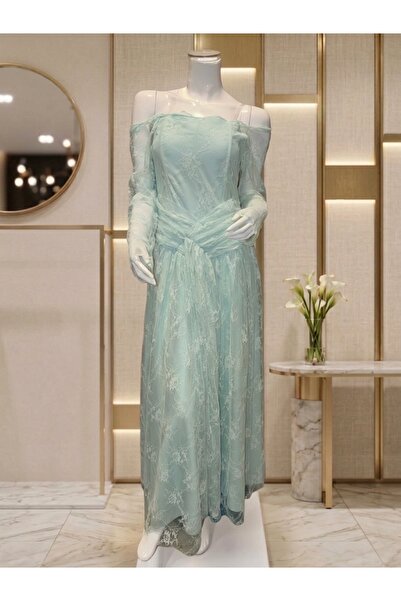 PARIO STORE Long Evening Dress Aqua Green