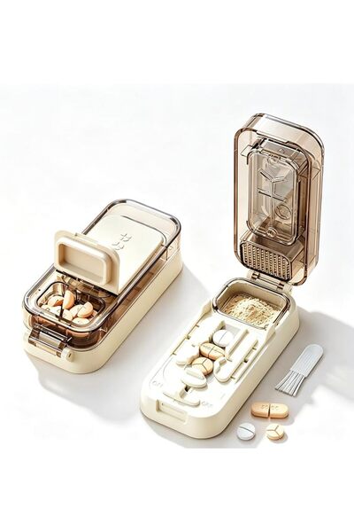 Generic مقسم اقراص الدواء Pill Cutter Pill Splitter with Hidden Stainless Ste...
