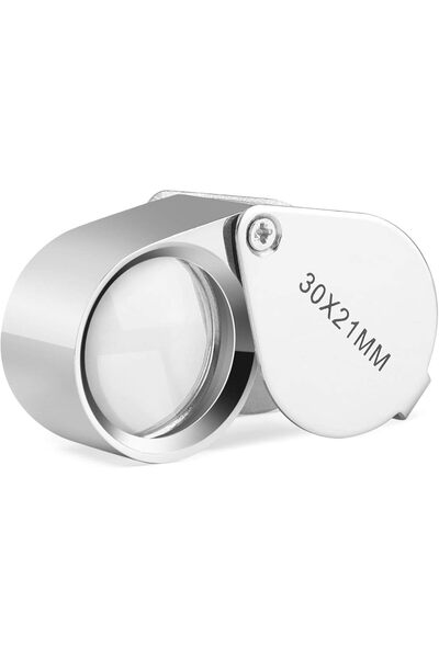 Flexzion Foldable Jewelry Eye Loupe 30 X 21 mm Magnifying Glass Lens, Portabl...