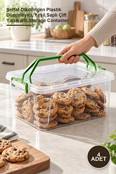 Yenilig 4 Pieces 7.5 Liter Storage Container – Transparent Rectangular Plasti...