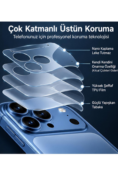 ucuzmi İphone 18Pro Max Uyumlu PPF Kaliteli Şeffaf Sararma Yapmayan Full Çerçeveli Telefon Kaplaması