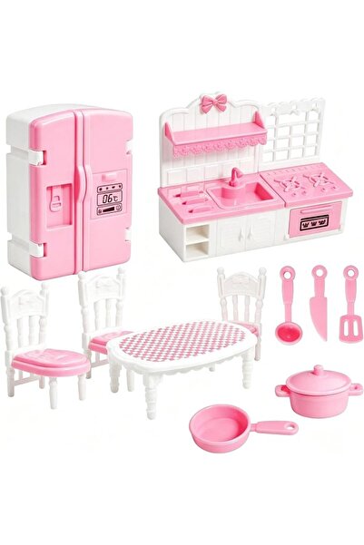 TERRIFI Dollhouse Kitchen Furniture Set, 10-Piece Miniature Pretend Play Acce...
