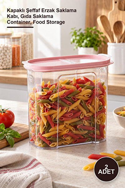 Yenilig 2 Pieces 1.7 Liter Storage Container – Transparent Food Storage Conta...