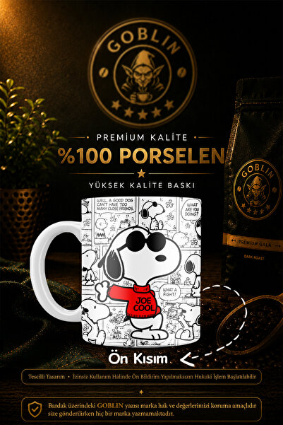 Goblin Snoopy Peanuts Baskılı Porselen Kupa Bardak - Sevimli Çizgi Film Karak...