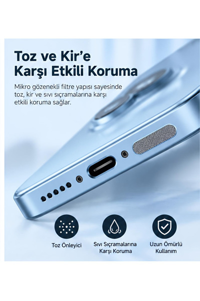 ucuzmi 3M İphone 18 Pro - 18 Pro Max Toz ve Kir Önleyici Hoparlör -Mikrofon Koruyucu Metal Filtre