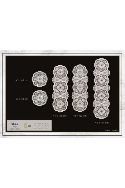 Generic Brand 5 Piece Gold Alya No124 Lace Living Room Set Runner Set Stylish...