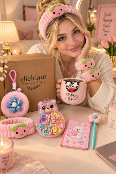 elieldam Pembe Temalı Sevimli Pink Cute Genç Kız Hediye Kutusu Doğum Günü, Ka...