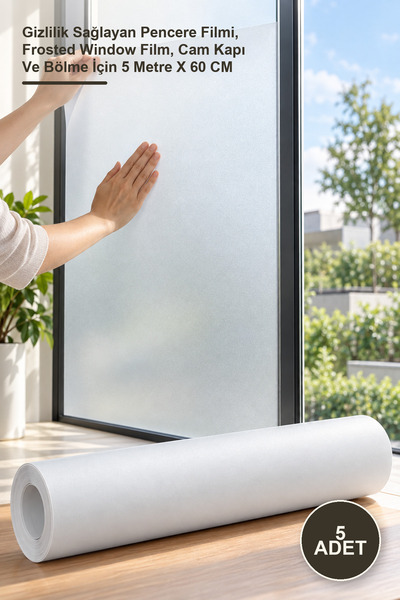 Yenilig 5 Adet Uv Engelleyici Buzlu Cam Filmi – Gizlilik Sağlayan Pencere Filmi, Frosted Window Film, Cam Kapı Ve Bölme İçin 5 Metre X 60 CM