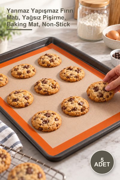 Yenilig 5 Pieces of Silicone Silpat Baking Mat – Fireproof Non-Stick Oven Mat...