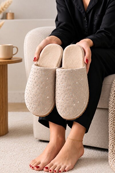 Modafırsat Women's Winter Slippers - Stone Detailed Dowry Bundle Guest House ...