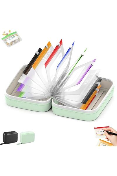 TERRIFI Waterproof Pill Organizer Set with 14 Storage Pouches for Daily Pill ...