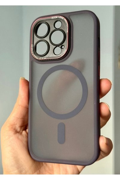 İtarz Purple hybrid magsafe compatible matte case with camera protection for iphone 14 pro