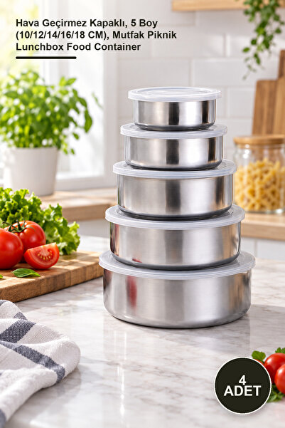 Yenilig 4-Piece Stainless Steel Food Storage Container Set – with Airtight Li...