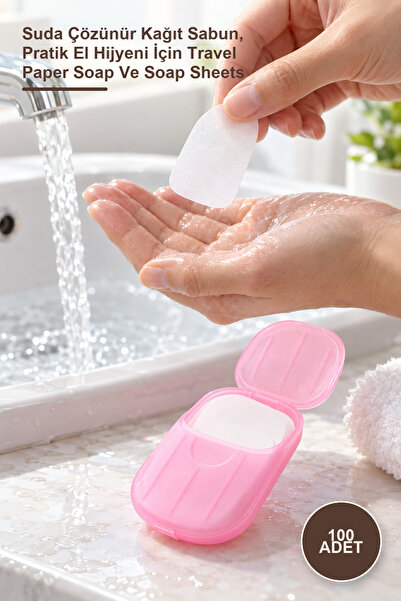Yenilig 100 Pieces of Paper Travel Soap – Water-Soluble Paper Soap, Practical...