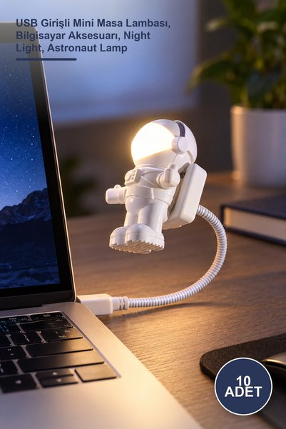 Yenilig 10 Pieces Astronaut USB Night Light – Mini Desk Lamp with USB Port, C...